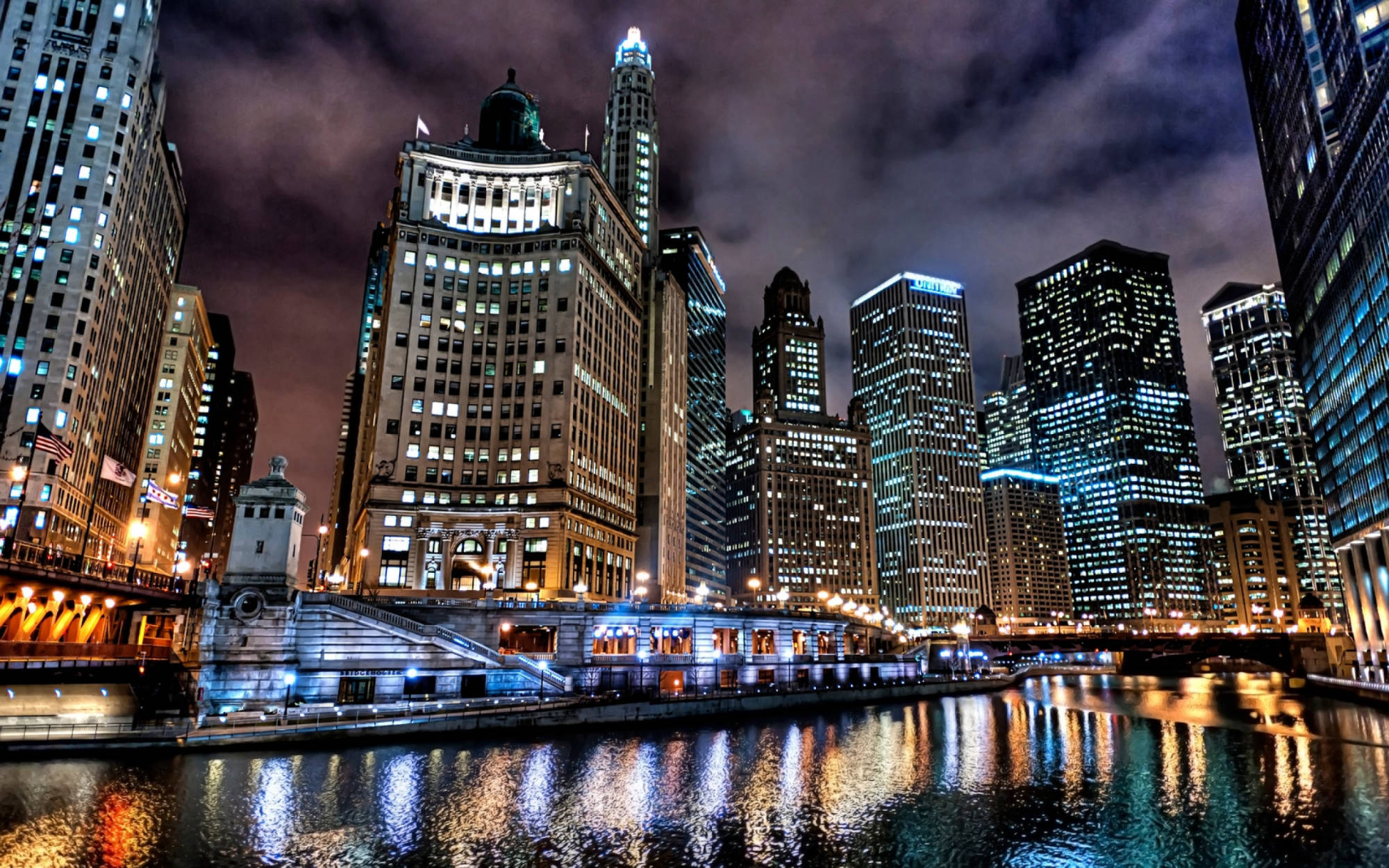 Chicago skyline along a trolley route